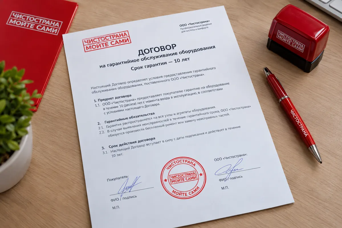 Договор на гарантийное обслуживание оборудования сроком 10 лет